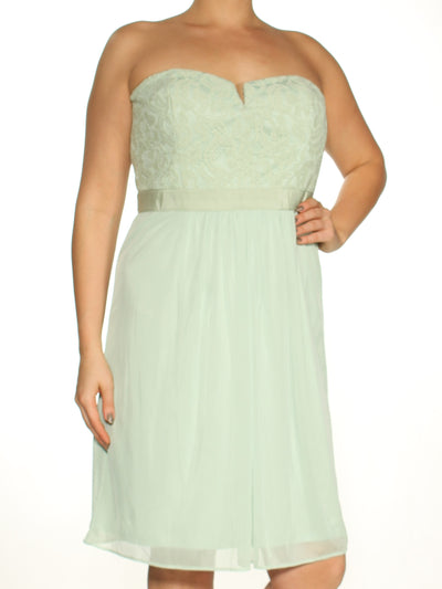 ADRIANNA PAPELL Womens Green Lace Sleeveless Sweetheart Neckline Knee Length Cocktail Fit + Flare Dress