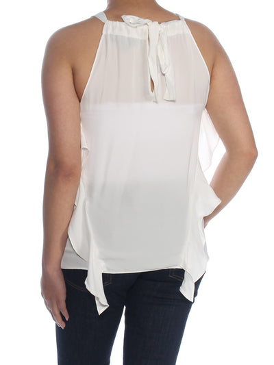 Max Studio Womens White Ruffled Sleeveless Halter Top