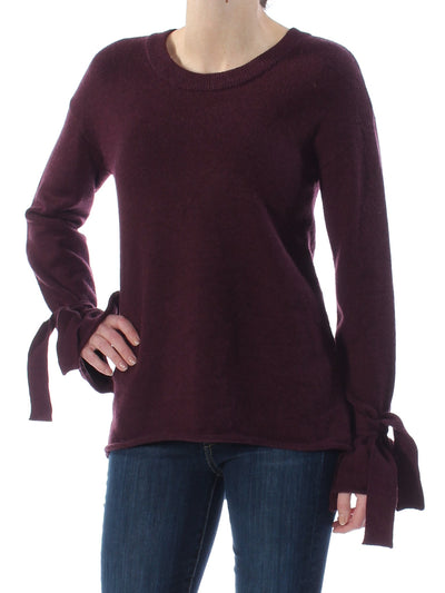 BAR III Womens Purple Long Sleeve Scoop Neck Hi-Lo Sweater