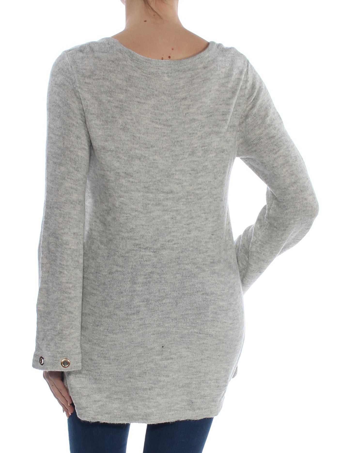 KENSIE Womens Embellished Grommet Sleeves Bell Sleeve Scoop Neck Sweater