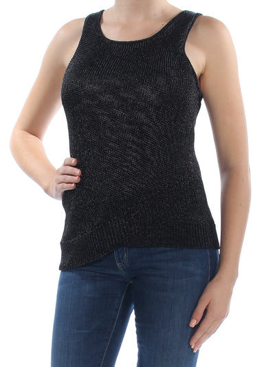 BAR III Womens Black Sleeveless Scoop Neck Sweater