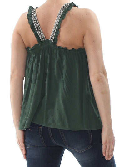 1. STATE Womens Green V Strap Blouse