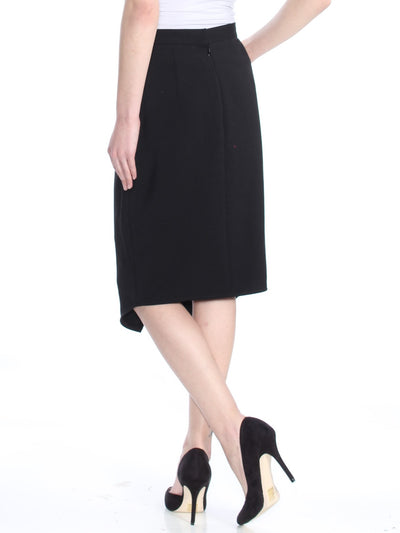 TAHARI Womens Black Faux Wrap Knee Length Wear To Work Pencil Skirt