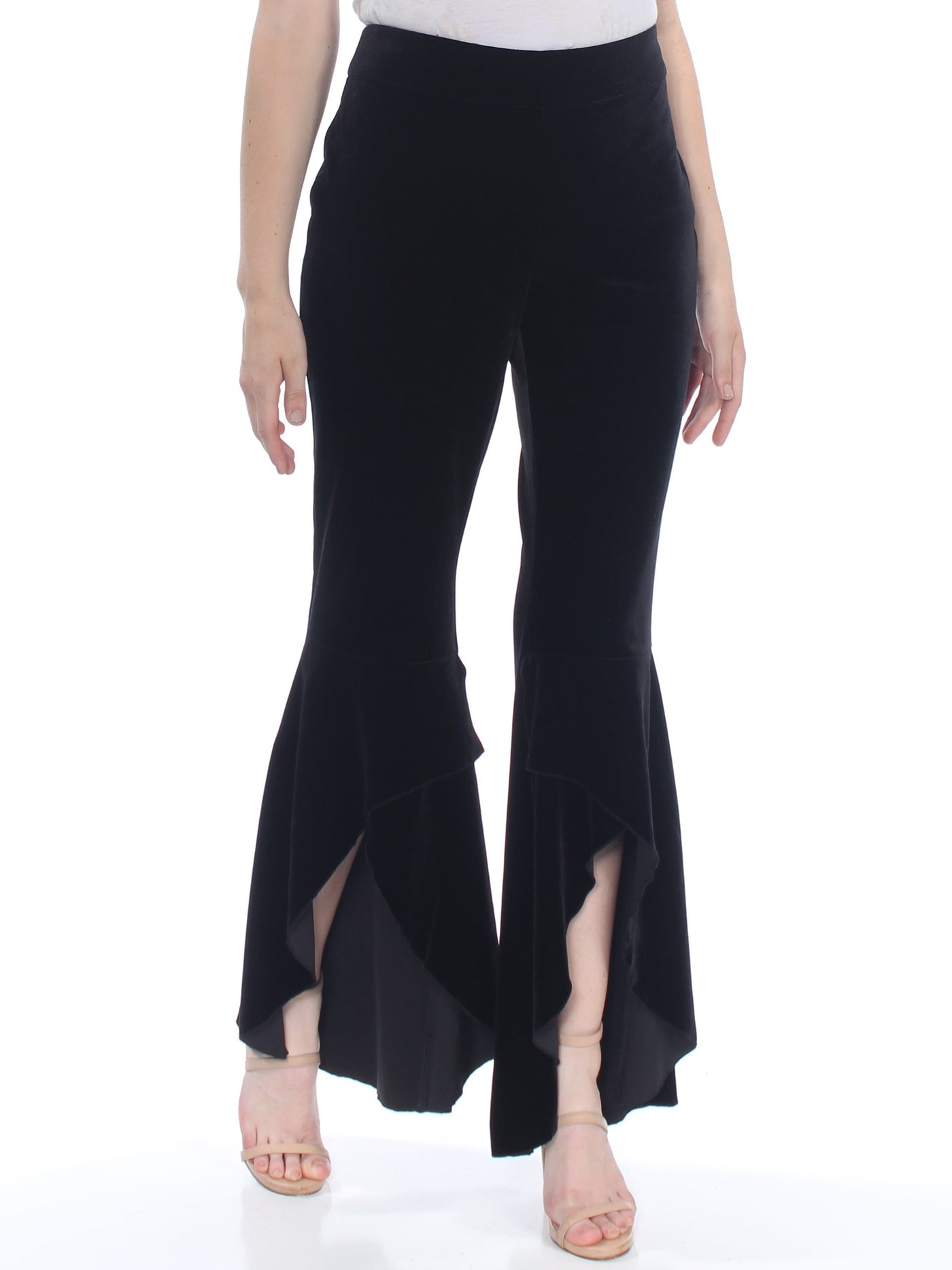 INC Womens Black Velvet Slit-leg Pants