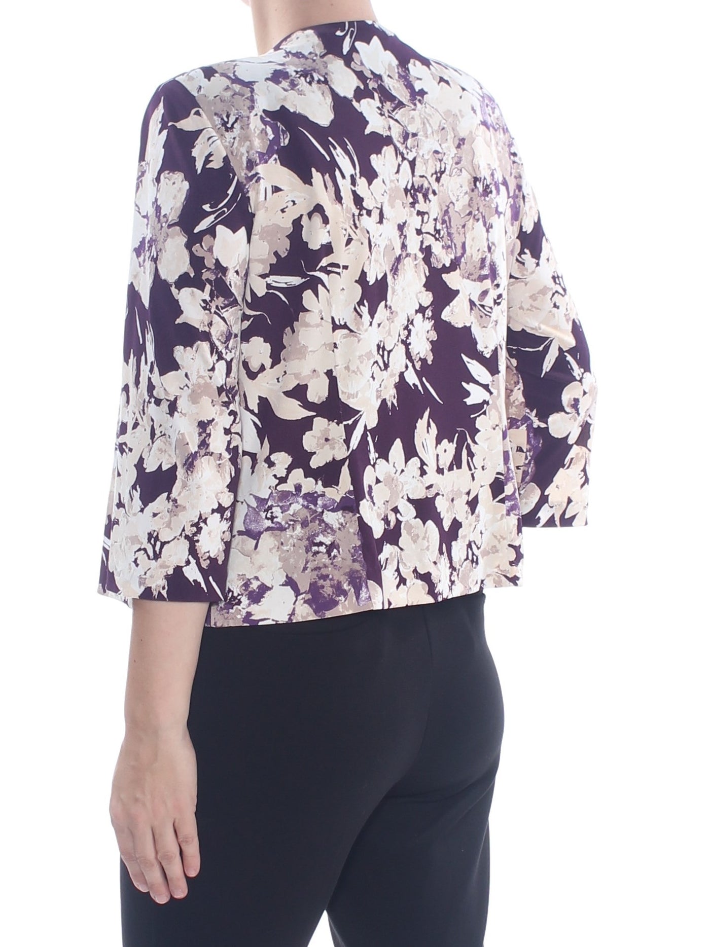 JESSICA HOWARD Womens Purple Floral Wear To Work Suit Jacket Petites 4P