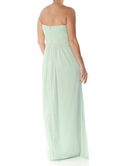ADRIANNA PAPELL Womens Green Ruched Sleeveless Sweetheart Neckline Full-Length Formal Dress