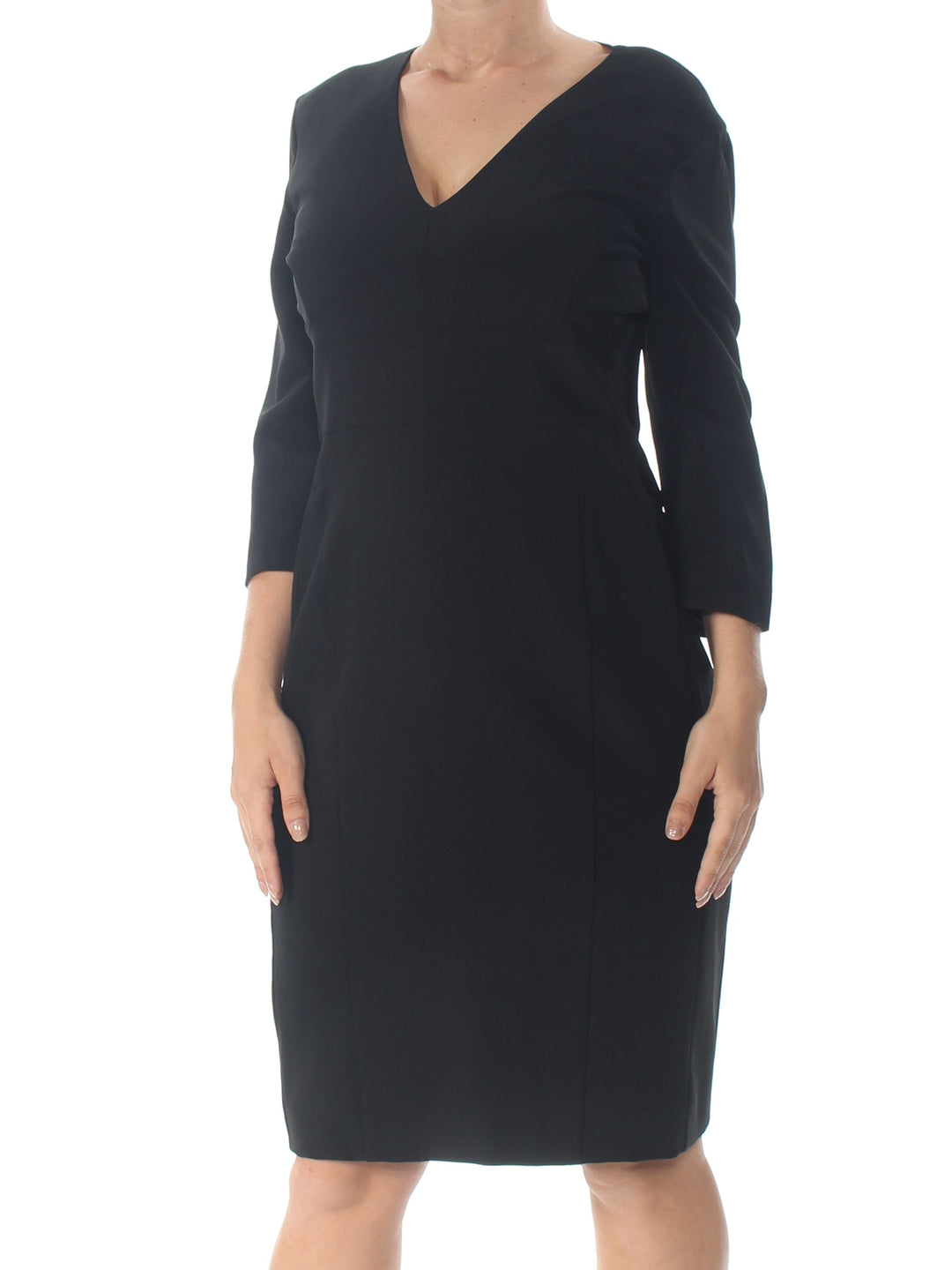 black knee length shift dress Joseph Ribkoff Knee-Length Shift Dress with Sheer Sleeves Style 243272