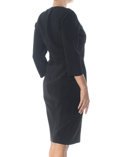 NARCISO RODRIGUEZ Womens Black Long Sleeve V Neck Knee Length Shift Dress