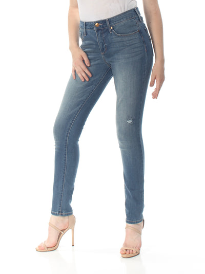 VINTAGE AMERICA Womens Blue Mid-rise Skinny Jeans