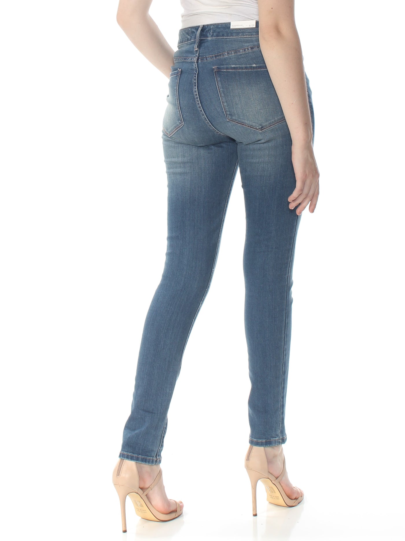 VINTAGE AMERICA Womens Blue Mid-rise Skinny Jeans