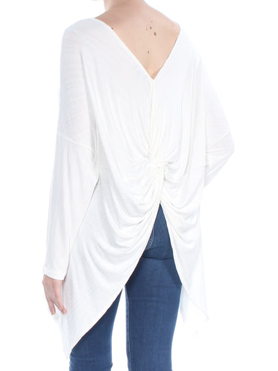 1. STATE Womens Ivory Twist-back Long Sleeve Crew Neck Sweater