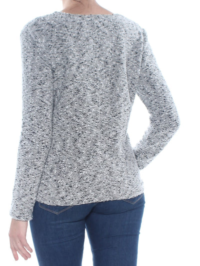 1. STATE Womens Gray Long Sleeve V Neck Wrap Sweater