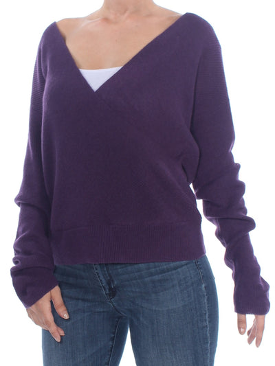 BAR III Womens Purple Long Sleeve Off Shoulder Sweater