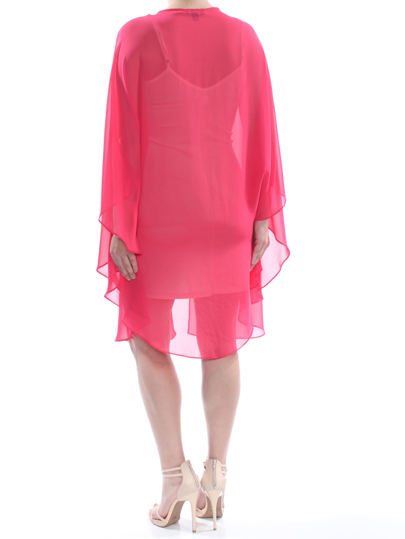 SLNY Womens Pink Sheer Capelet Party Top