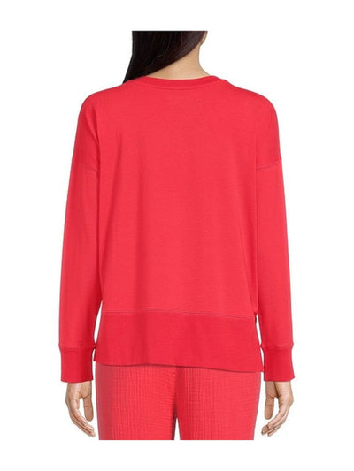 EILEEN FISHER Womens Red Knit Ribbed Ballet-neck Lightweight Long Sleeve Hi-Lo Top Plus 2X