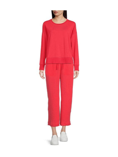 EILEEN FISHER Womens Red Knit Ribbed Ballet-neck Lightweight Long Sleeve Hi-Lo Top Plus 2X