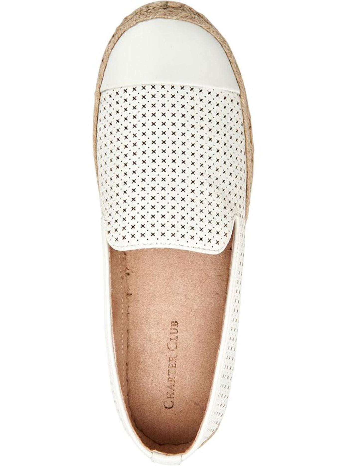 CHARTER CLUB Womens Ivory Perforated Jonii Round Toe Platform Slip On Espadrille Shoes 9 W