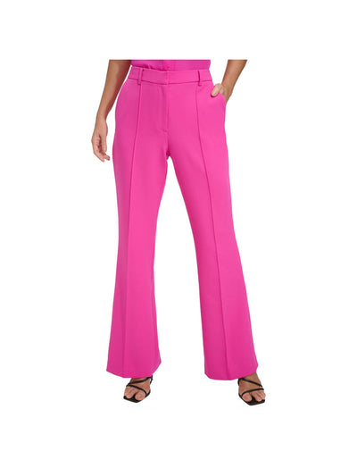 DKNY Womens Pink Zippered Pocketed Wear To Work Flare Pants 12