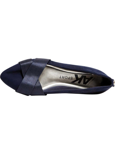 AK SPORT Womens Blue Crisscross Straps Cushioned Comfort Oalise Pointed Toe Block Heel Slip On Flats Shoes 7.5 M