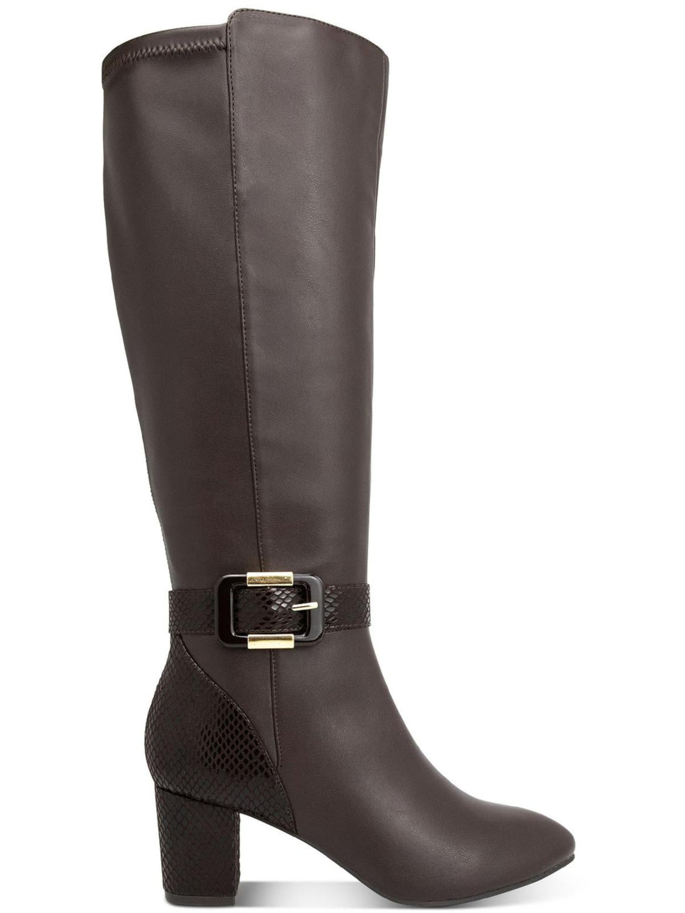 KAREN SCOTT Womens Brown Cushioned Isabell Almond Toe Block Heel Zip-Up Heeled Boots 9.5 M