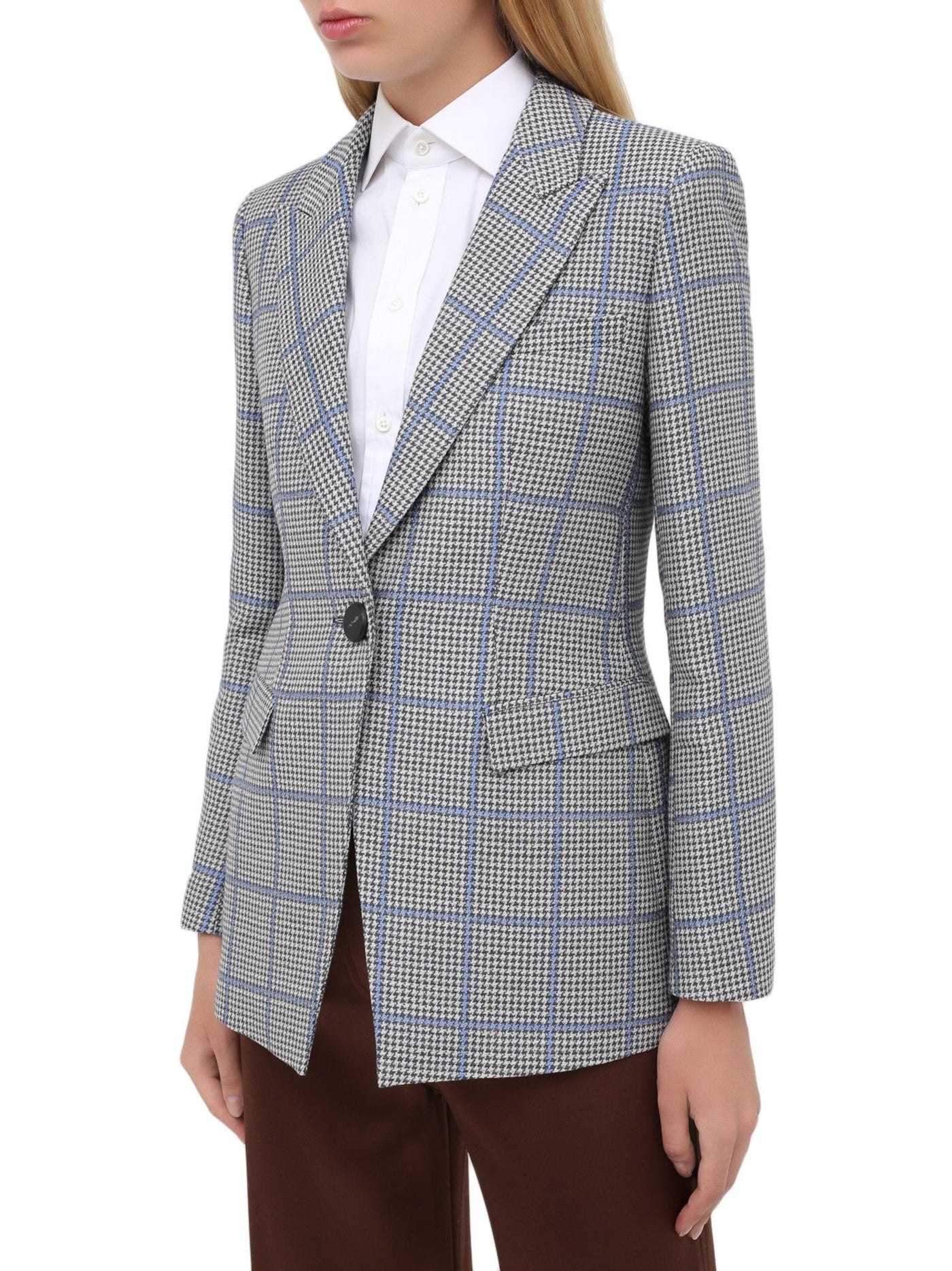 Emporio Armani Womens Gray Single-breasted Houndstooth Wear To Work Blazer Jacket 42