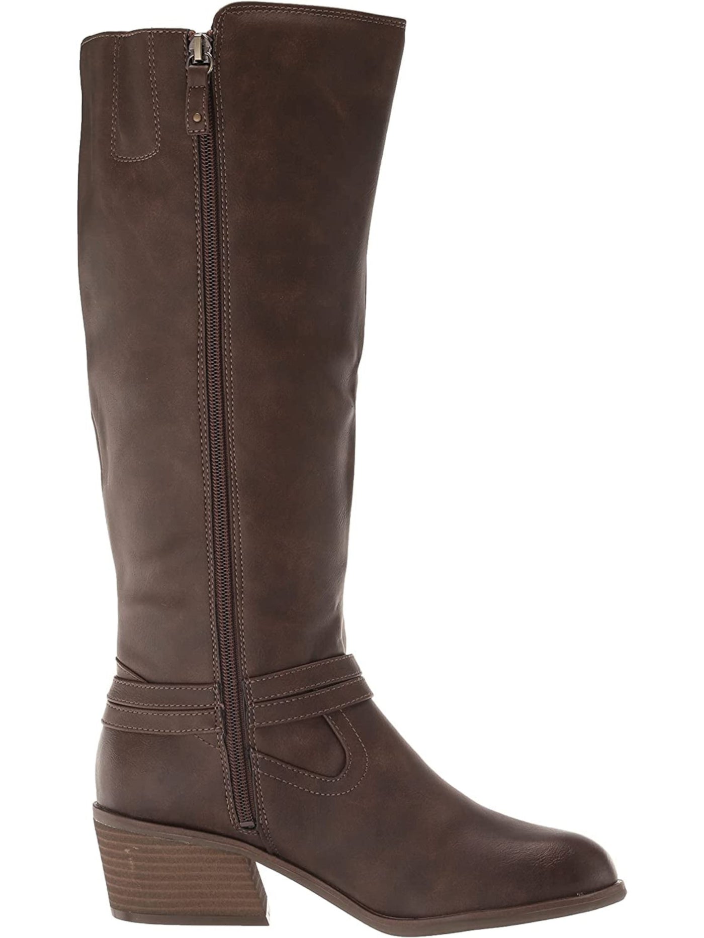 DR SCHOLLS Womens Brown Goring Cushioned Liberate Almond Toe Block Heel Zip-Up Western Boot 6 M