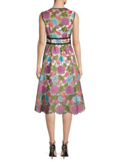 NANETTE LEPORE Womens Purple Embroidered Floral Sleeveless Knee Length Party A-Line Dress 2