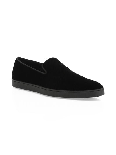 SANTONI Mens Black Notched Cushioned Muad Round Toe Slip On Dress Loafers Shoes 10.5 D