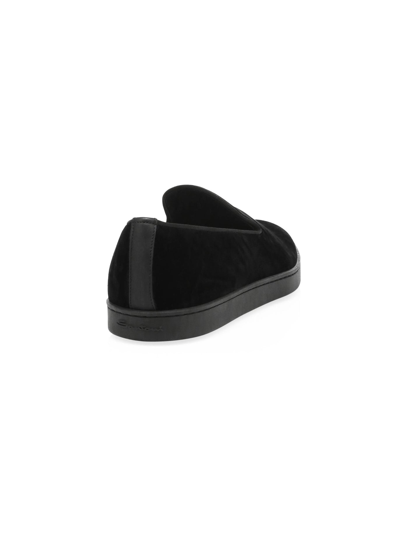 SANTONI Mens Black Notched Cushioned Muad Round Toe Slip On Dress Loafers Shoes 10.5 D