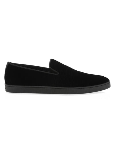 SANTONI Mens Black Notched Cushioned Muad Round Toe Slip On Dress Loafers Shoes 10.5 D