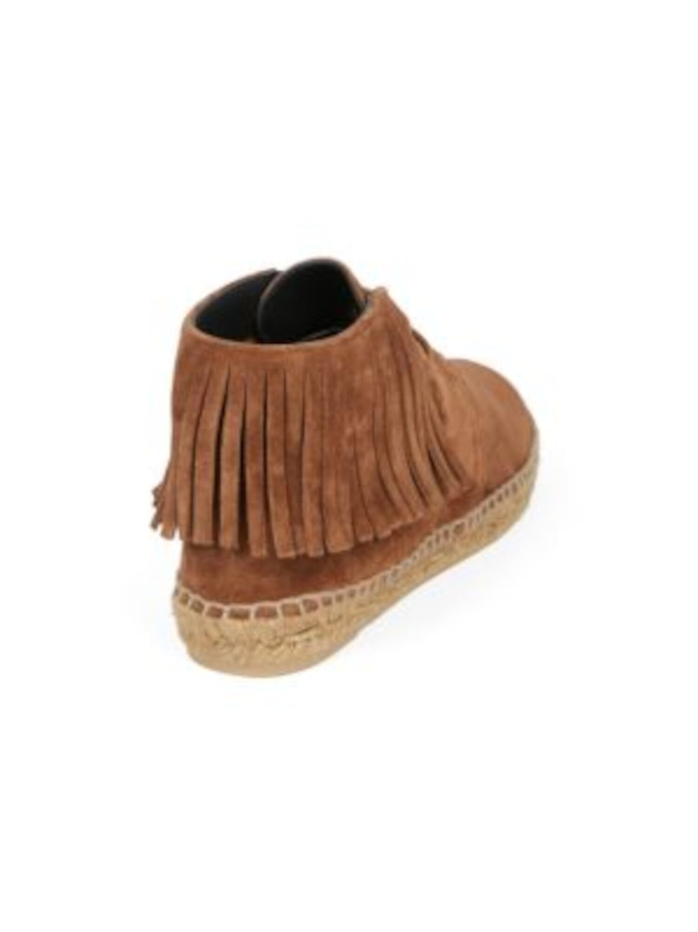 SAINT LAURENT Womens Brown Jute Wrapped Sole Fringed Comfort Florence Round Toe Platform Lace-Up Leather Moccasins Shoes 38