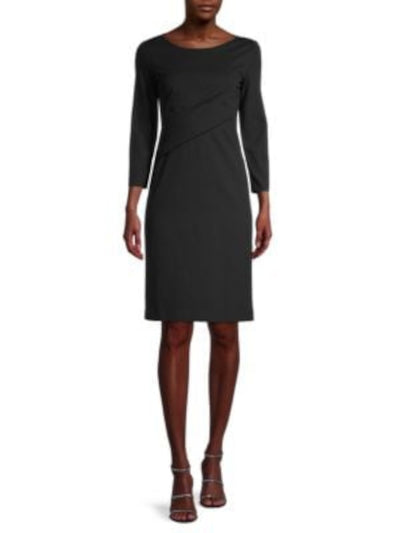 Emporio Armani Womens Black 3/4 Sleeve Jewel Neck Above The Knee Wear To Work Sheath Dress 42