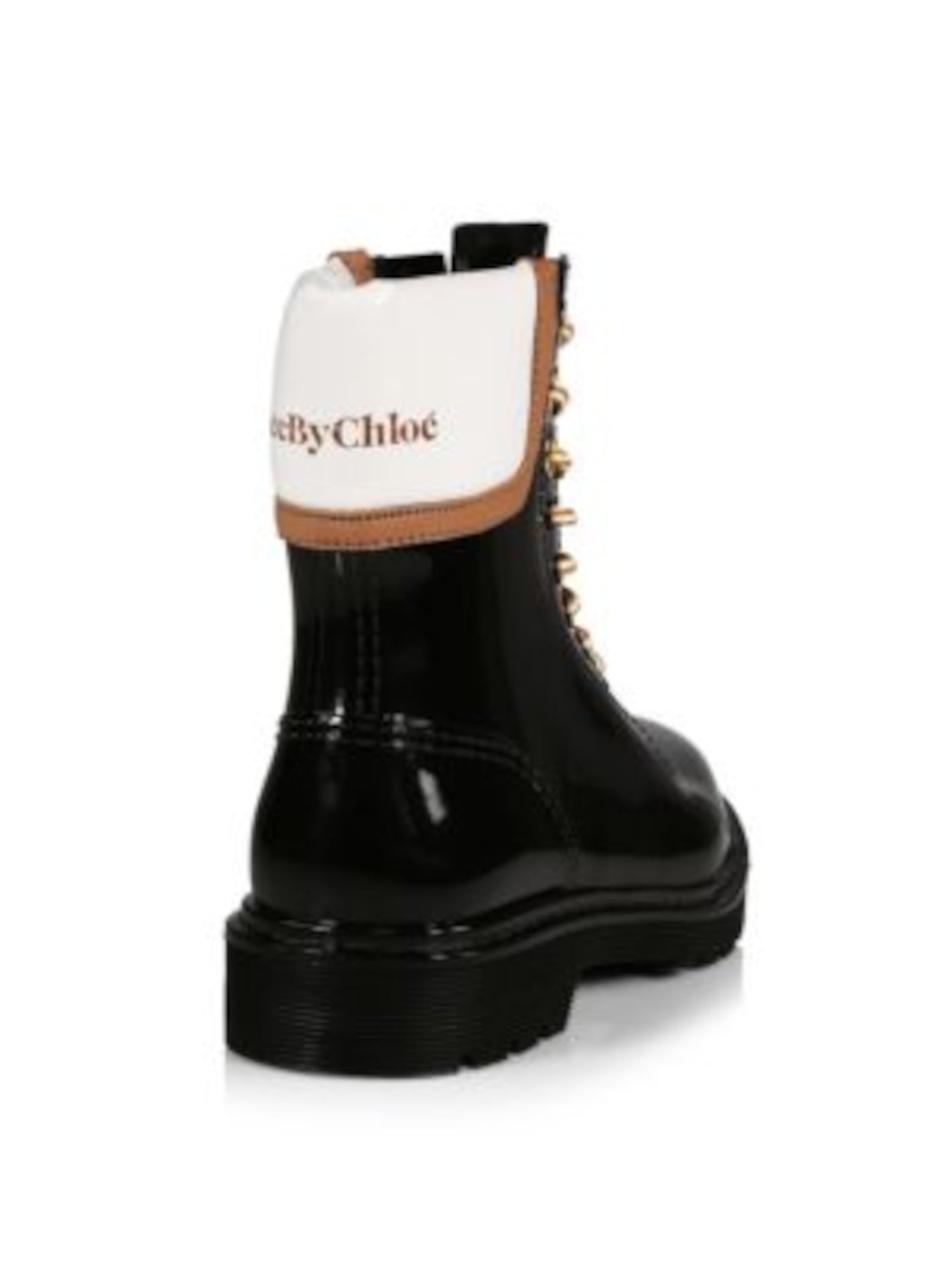 SEE BY CHLOE Womens Black Color Block Waterproof Padded Florrie Round Toe Block Heel Lace-Up Rain Boots 41