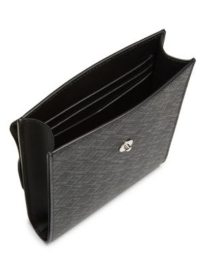 DUNHILL Women's Black D Signature Pocket Logo Leather Flap Closure Dust Cover Adjustable Strap Crossbody Handbag Purse