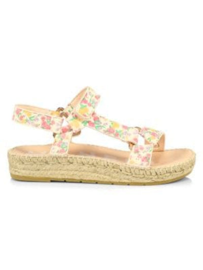 LOVE SHACK FANCY Womens Beige Floral 1" Platform Adjustable Strap Padded X Manebi Open Toe Wedge Espadrille Shoes 36