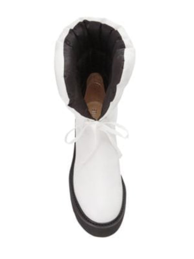 STUART WEITZMAN Womens White Tie 1-1/2" Platform Padded Tyler Round Toe Block Heel Leather Booties 5.5