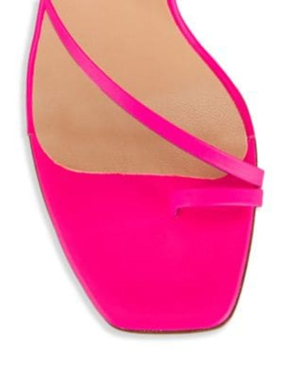 BROTHER VELLIES Womens Pink Asymmetrical Strappy Bike Square Toe Stiletto Lace-Up Leather Dress Heeled Sandal 9