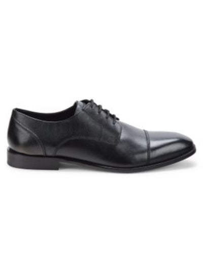 STEVE MADDEN Mens Black Padded Quill Cap Toe Lace-Up Leather Oxford Shoes 13 D