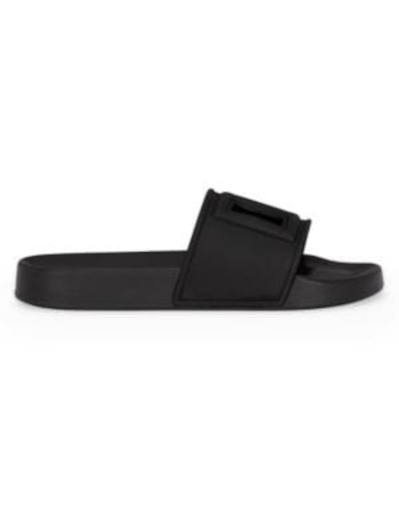 DOLCE & GABBANA Womens Black Cut Out Logo 20223 Round Toe Platform Slip On Slide Sandals Shoes 38