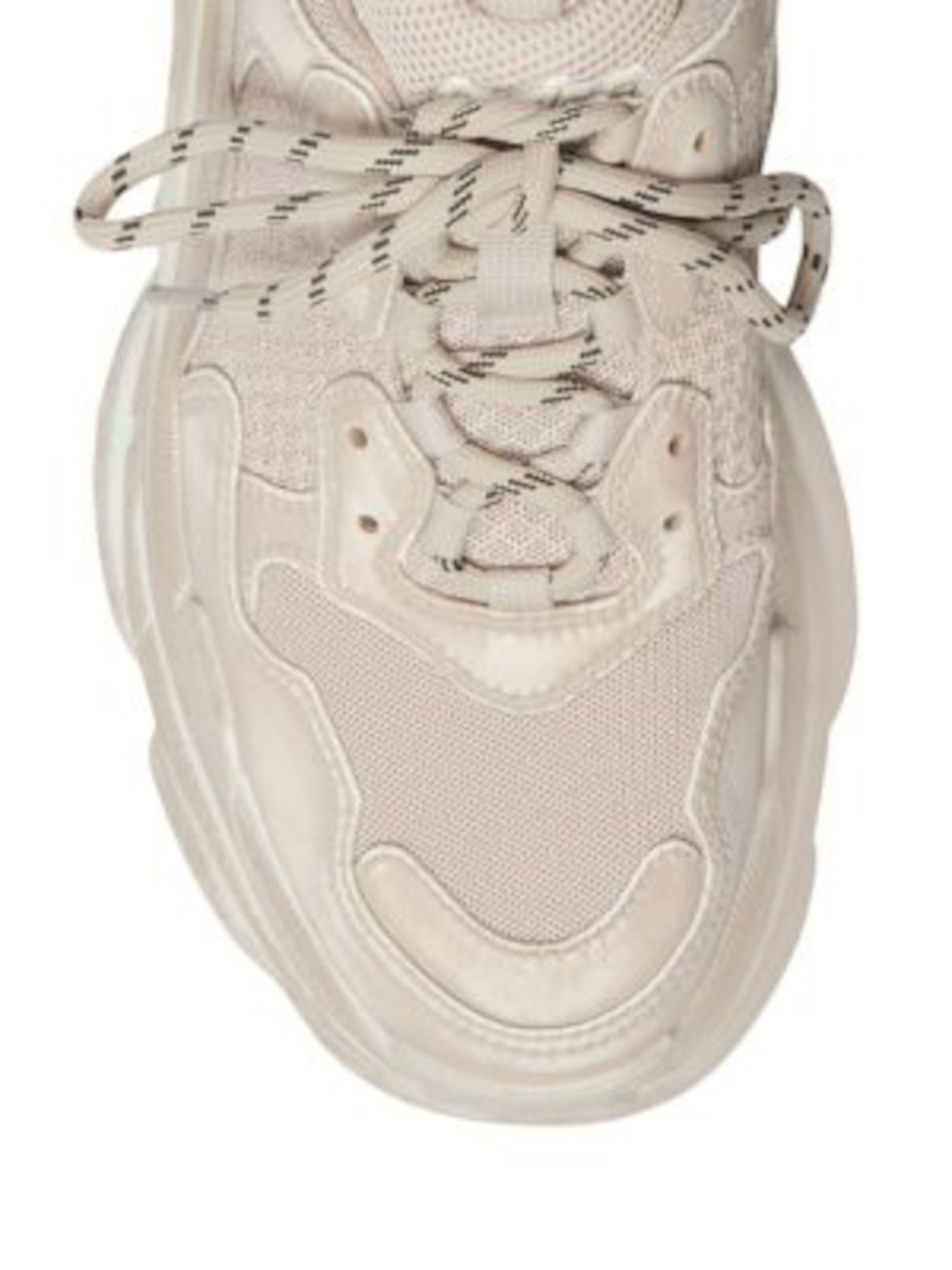 BALENCIAGA Womens Beige Distressed Removable Insole Triple S Round Toe Lace-Up Athletic Sneakers Shoes