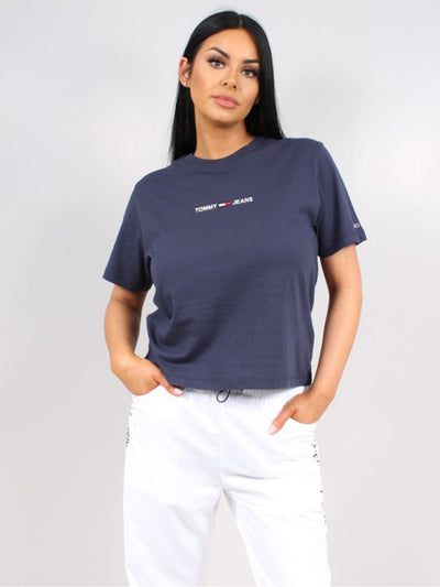 TOMMY HILFIGER SPORT Womens Blue Cotton Blend Ribbed Embroidered Logo Graphic Short Sleeve Crew Neck T-Shirt Plus 2X