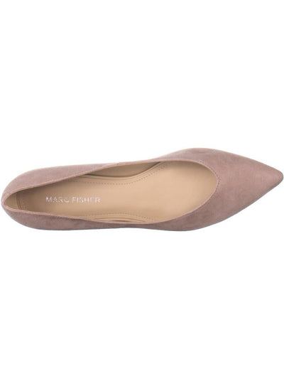 MARC FISHER Womens Beige Padded Analia Pointed Toe Block Heel Slip On Leather Ballet Flats 5 M