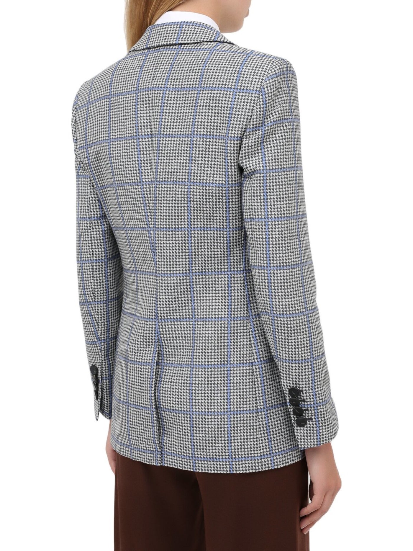 Emporio Armani Womens Gray Single-breasted Houndstooth Wear To Work Blazer Jacket 42