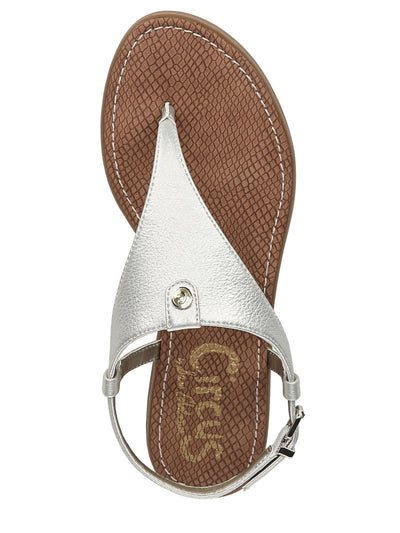 CIRCUS BY SAM EDELMAN Womens Gold Logo Padded Carolina Round Toe Buckle Thong Sandals 7.5 M