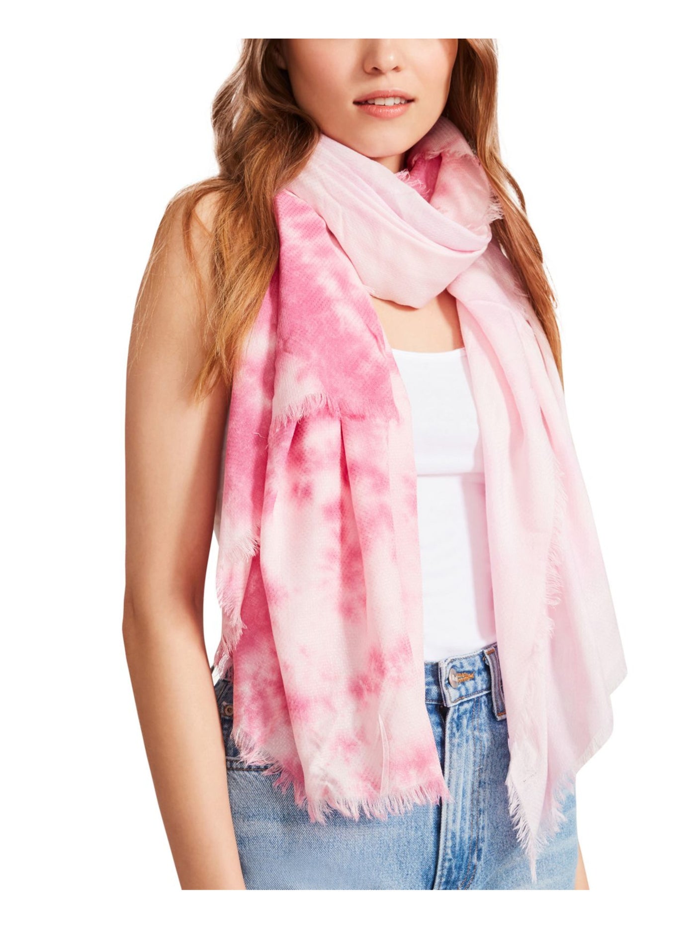 STEVE MADDEN Womens Pink Frayed Cover-Up Sarong Lightweight Scarf