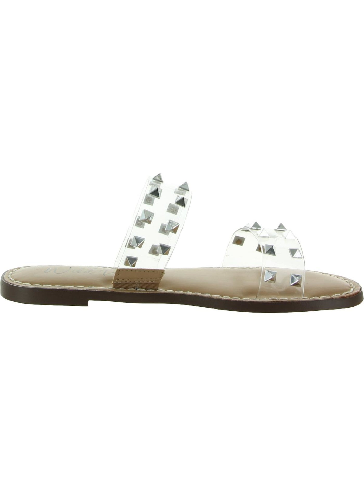 WILD PAIR Womens Clear Studded Ginniev Round Toe Slip On Slide Sandals 8 M
