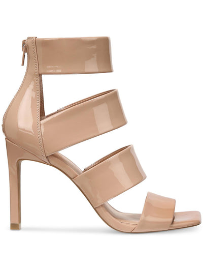 INC Womens Beige Padded Goring Strappy Liana Square Toe Stiletto Zip-Up Dress Heeled Sandal 10 M