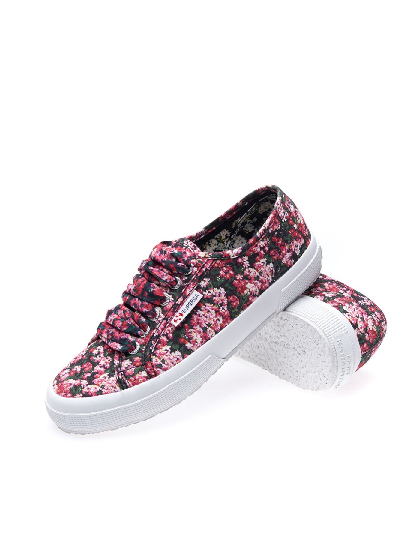 SUPERGA Womens Pink Floral Design Eyelet Limited Edition Mary Katrantzou Round Toe Lace-Up Athletic Training Shoes 8