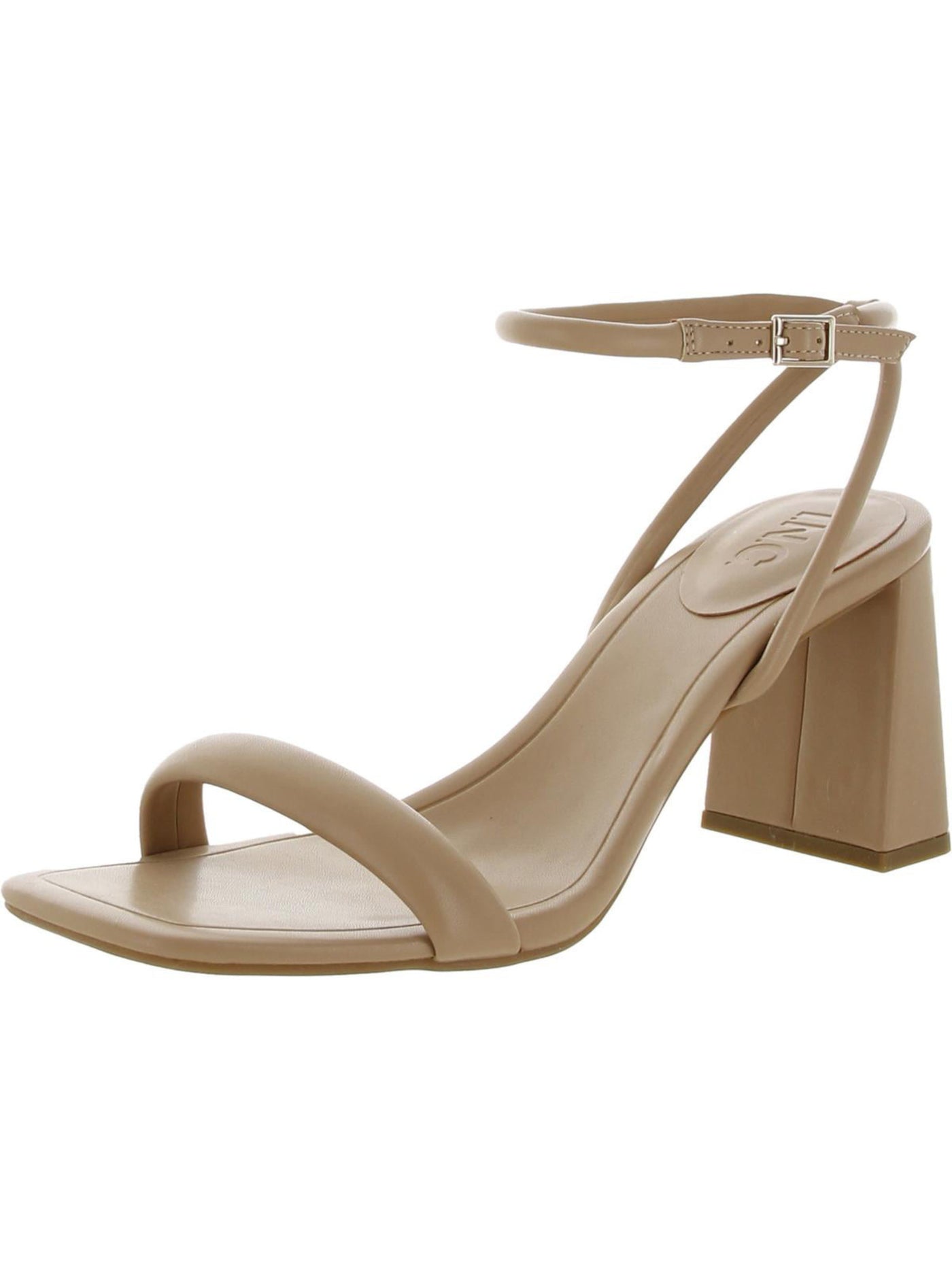 INC Womens Beige Ankle Strap Padded Caymi Square Toe Block Heel Buckle Dress Heeled Sandal 6 M