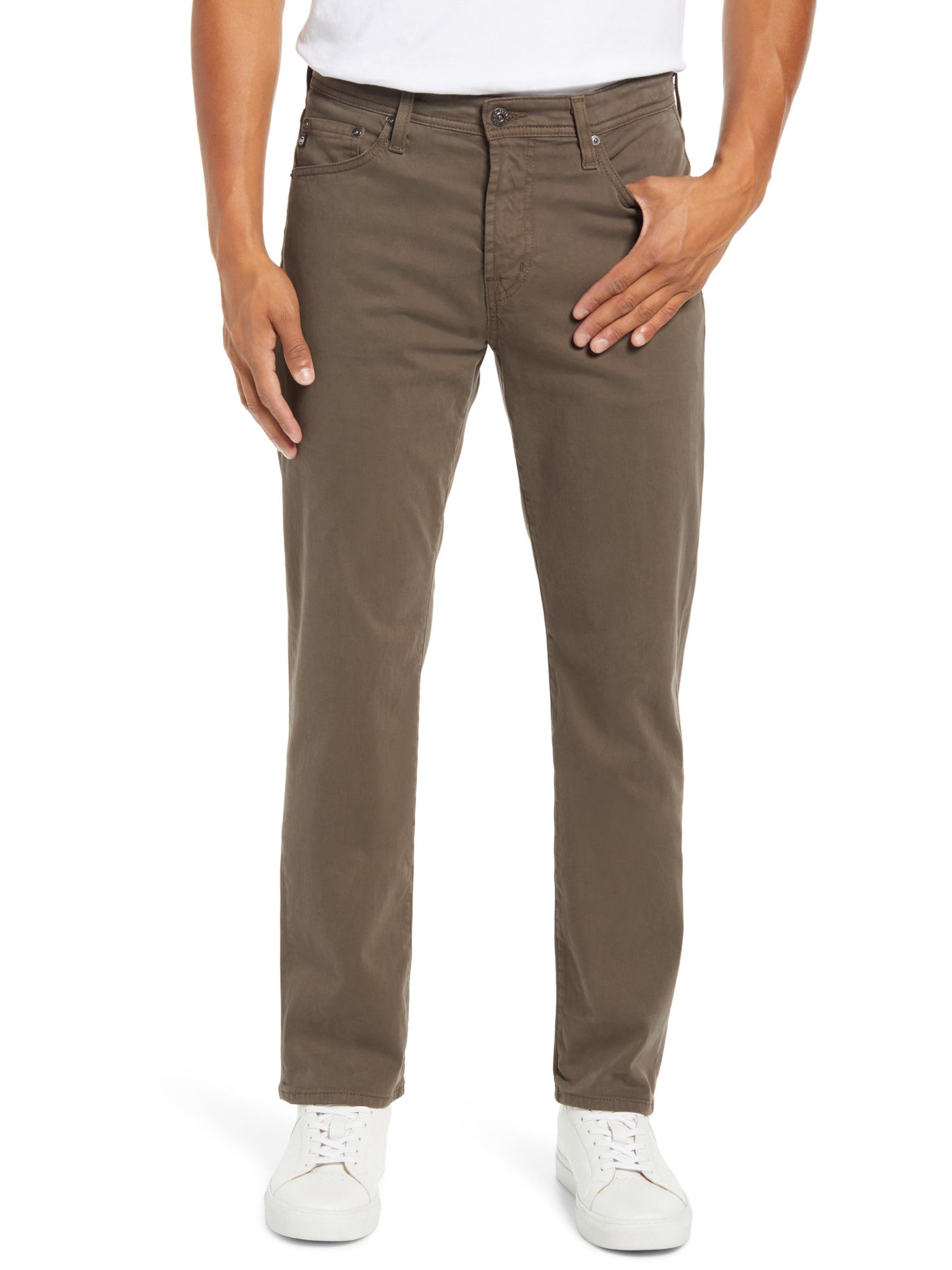 AG Mens Everett Brown Flat Front, Tapered, Slim Fit Chino Pants 29X34